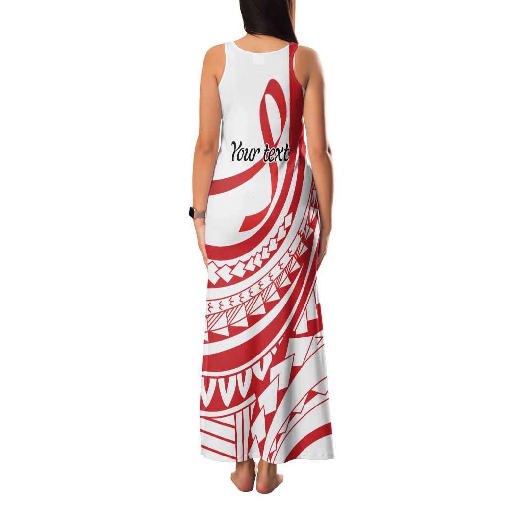 Know Your Status Red Ribbon Personalised Family Matching Tank Maxi Dress and Hawaiian Shirt Polynesian AIDS Awareness