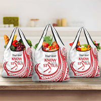 Know Your Status Red Ribbon Personalised Grocery Bag Polynesian AIDS Awareness