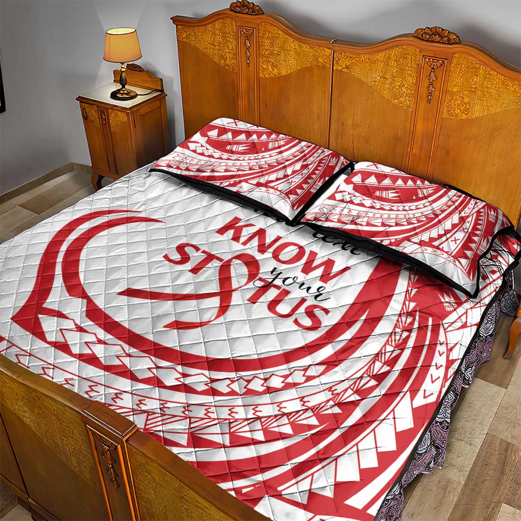 Know Your Status Red Ribbon Personalised Quilt Bed Set Polynesian AIDS Awareness