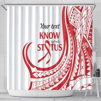 Know Your Status Red Ribbon Personalised Shower Curtain Polynesian AIDS Awareness