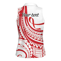 Know Your Status Red Ribbon Personalised Women Sleeveless Polo Shirt Polynesian AIDS Awareness