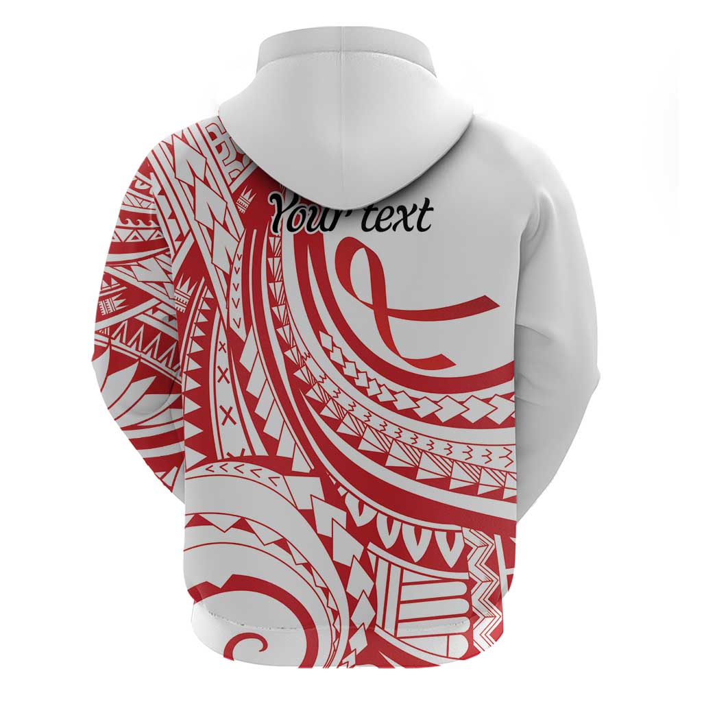 Know Your Status Red Ribbon Personalised Zip Hoodie Polynesian AIDS Awareness LT9 - Polynesian Pride