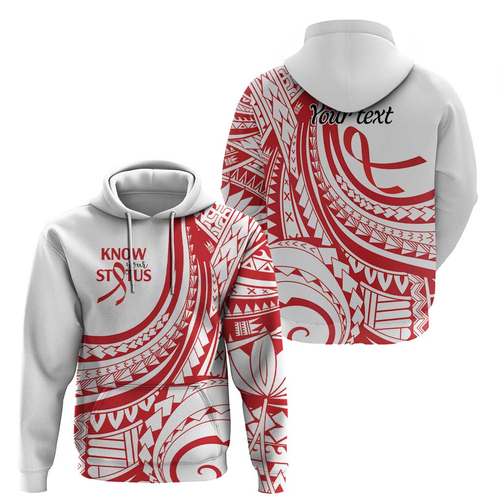 Know Your Status Red Ribbon Personalised Zip Hoodie Polynesian AIDS Awareness LT9 - Polynesian Pride