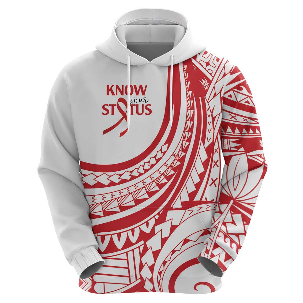 Know Your Status Red Ribbon Personalised Zip Hoodie Polynesian AIDS Awareness LT9 - Polynesian Pride