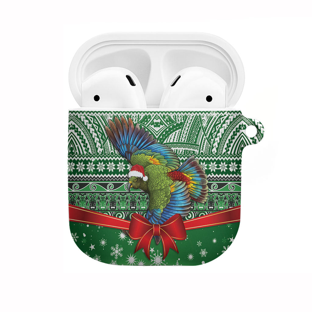 New Zealand Kea Bird Christmas AirPods Case Maori Inspired Knitted Patterns LT9 Green - Polynesian Pride