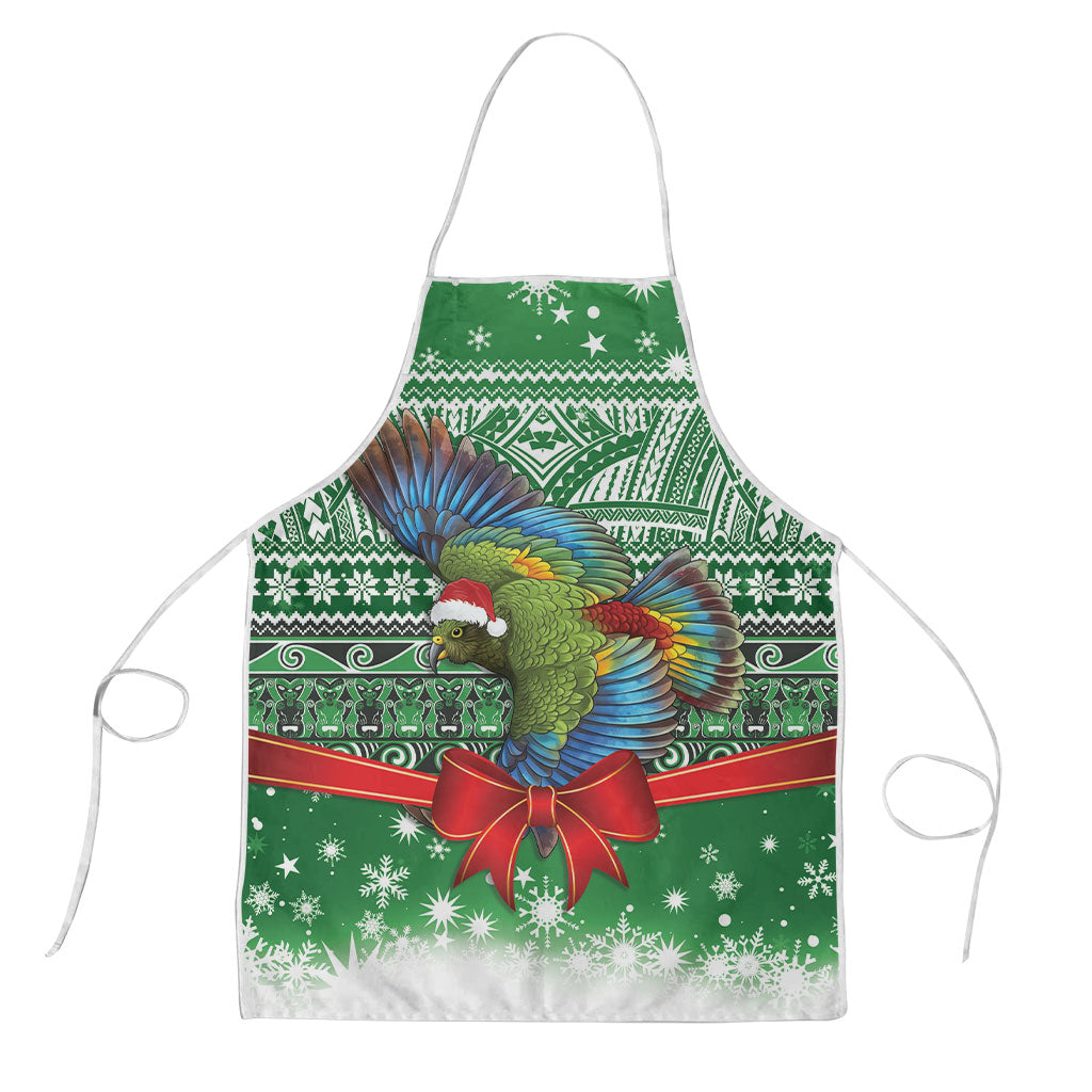 New Zealand Kea Bird Christmas Apron Maori Inspired Knitted Patterns LT9 Green - Polynesian Pride