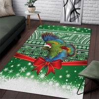New Zealand Kea Bird Christmas Area Rug Maori Inspired Knitted Patterns LT9 Green - Polynesian Pride