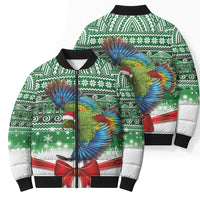 New Zealand Kea Bird Christmas Bomber Puffer Jacket Maori Inspired Knitted Patterns LT9 - Polynesian Pride