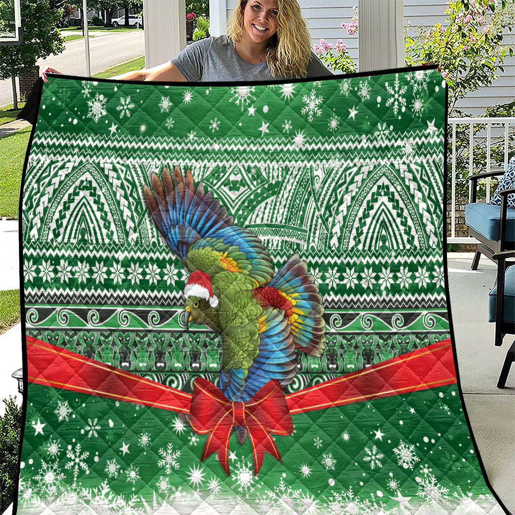 New Zealand Kea Bird Christmas Quilt Maori Inspired Knitted Patterns LT9 Green - Polynesian Pride