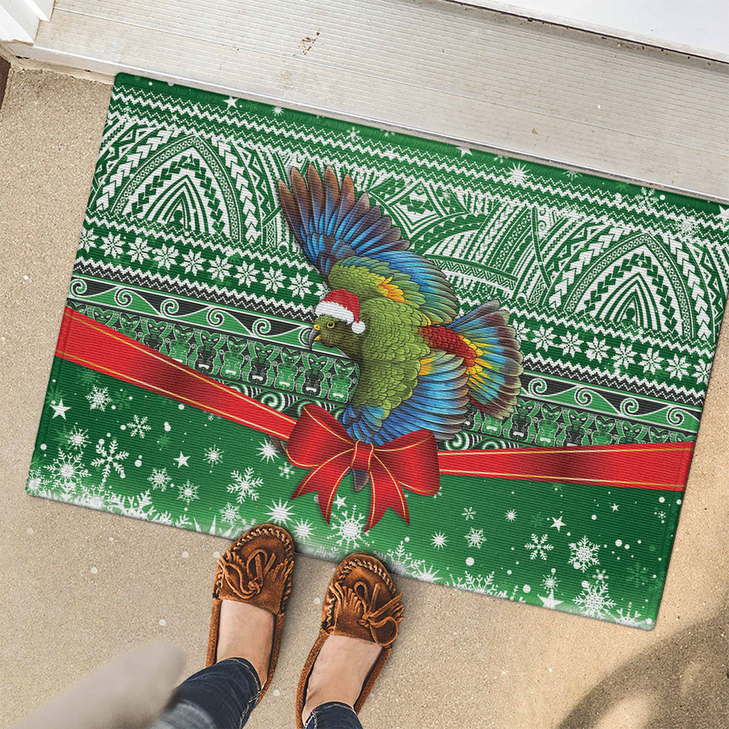 New Zealand Kea Bird Christmas Rubber Doormat Maori Inspired Knitted Patterns LT9 - Polynesian Pride