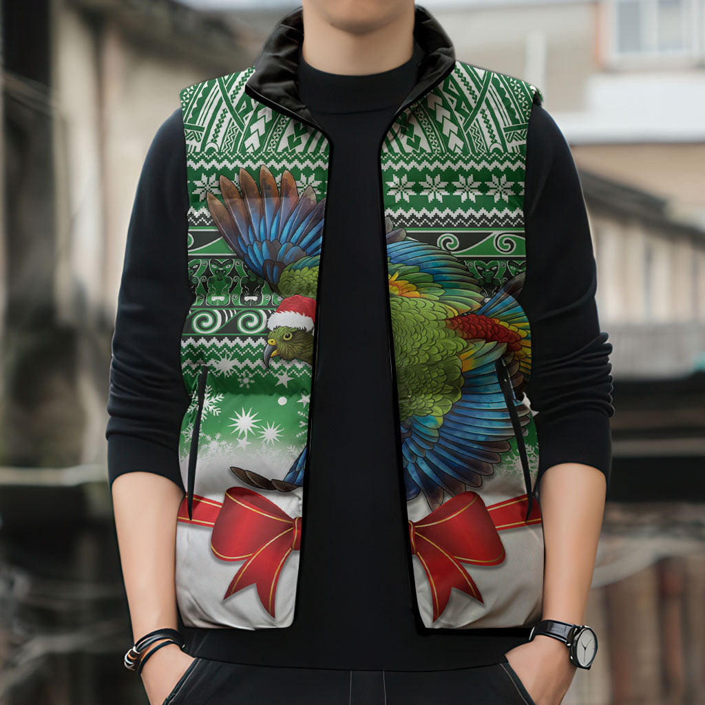 New Zealand Kea Bird Christmas Sleeveless Puffer Jacket Maori Inspired Knitted Patterns LT9 - Polynesian Pride