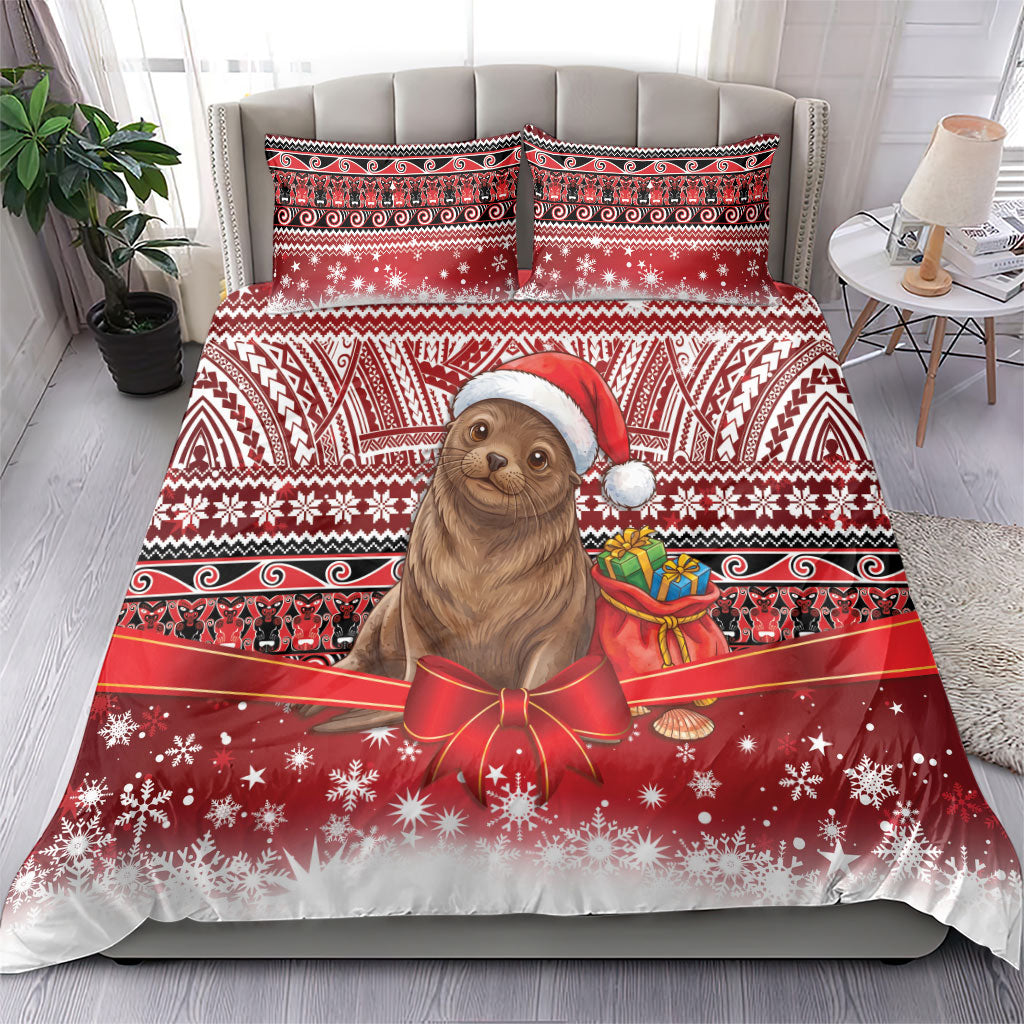 New Zealand Kekeno Seal Christmas Bedding Set Maori Inspired Knitted Patterns LT9 - Polynesian Pride