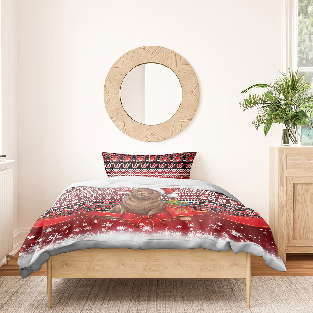 New Zealand Kekeno Seal Christmas Bedding Set Maori Inspired Knitted Patterns LT9 - Polynesian Pride