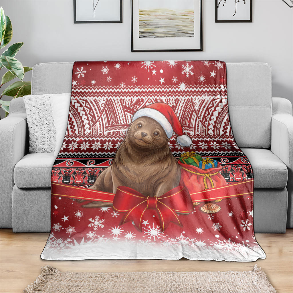 New Zealand Kekeno Seal Christmas Blanket Maori Inspired Knitted Patterns LT9 - Polynesian Pride