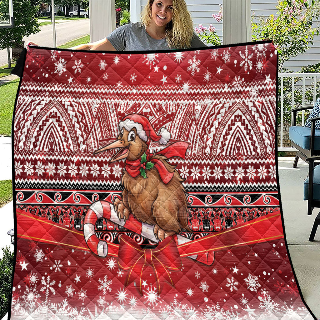 New Zealand Kiwi Bird Christmas Quilt Maori Inspired Knitted Patterns LT9 Red - Polynesian Pride