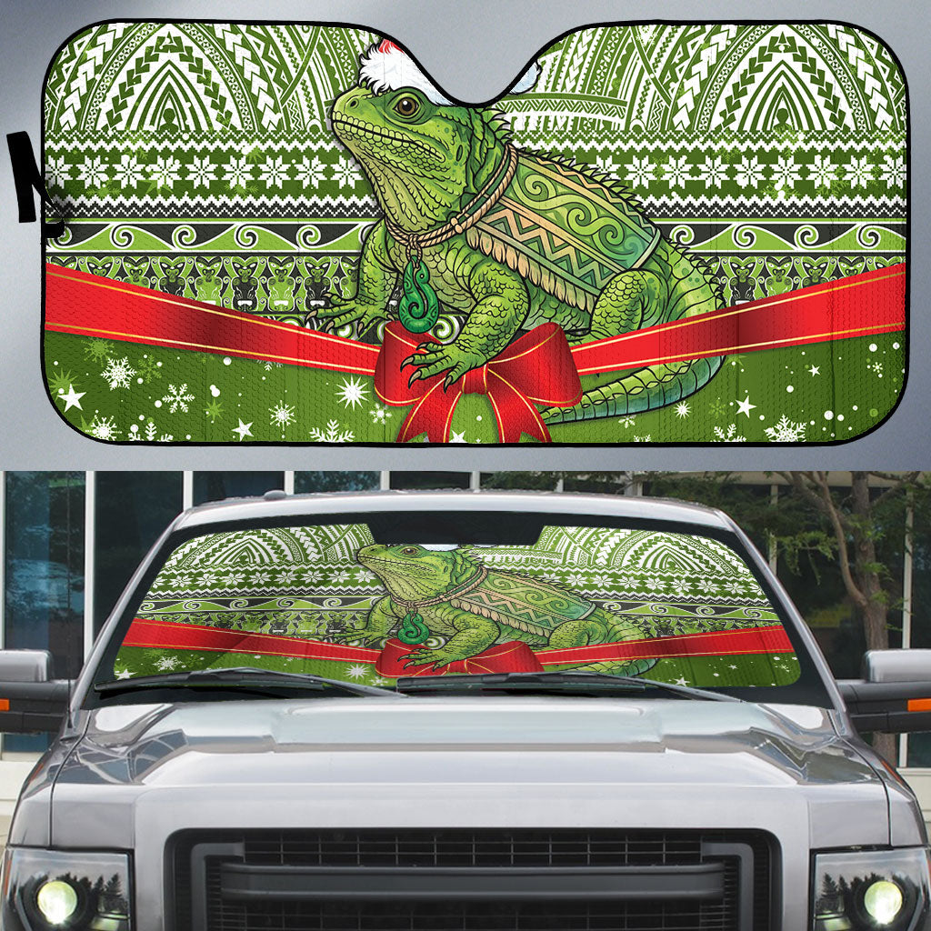 New Zealand Tuatara Christmas Auto Sun Shade Maori Inspired Knitted Patterns
