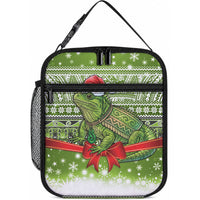 New Zealand Tuatara Christmas Lunch Bag Maori Inspired Knitted Patterns LT9 10.2 × 8.3 × 4.3 inch Green - Polynesian Pride