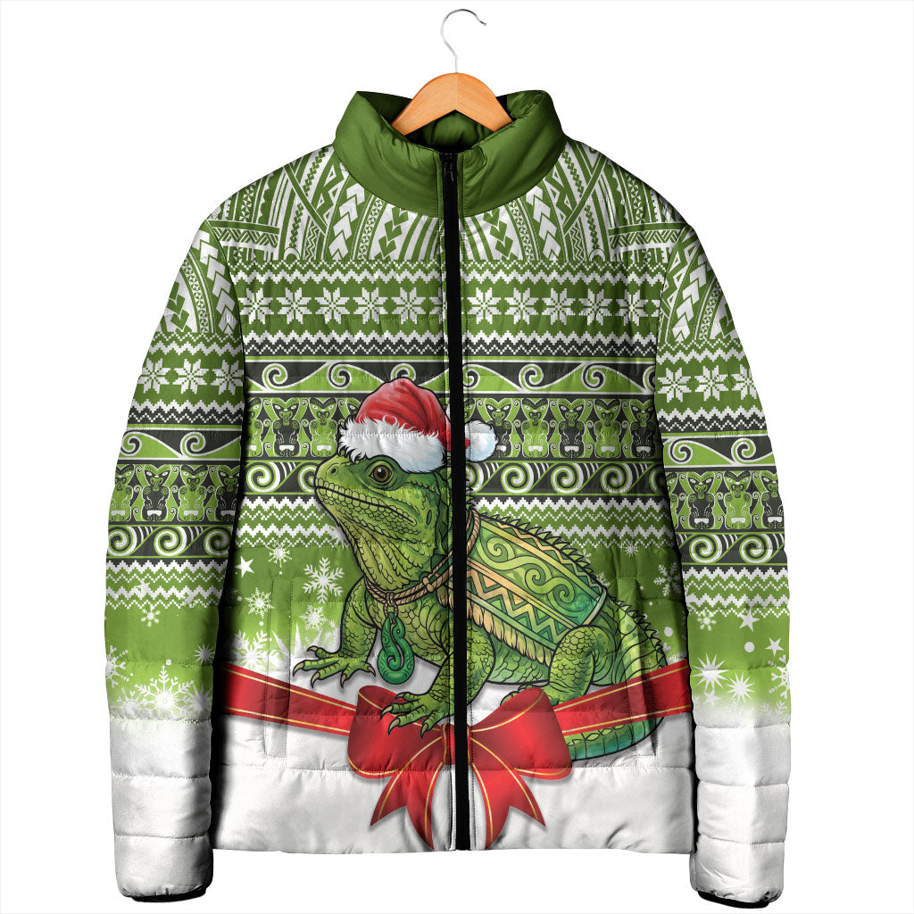 New Zealand Tuatara Christmas Padded Jacket Maori Inspired Knitted Patterns LT9 - Polynesian Pride