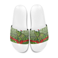 New Zealand Tuatara Christmas Slide Sandals Maori Inspired Knitted Patterns LT9 Green - Polynesian Pride