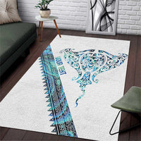 Kahui Whetu Paua shell Kowhaiwhai Taniko Personalised Area Rug Manta Ray Shark-Turtle Maori Tribal Style LT9 Blue - Polynesian Pride