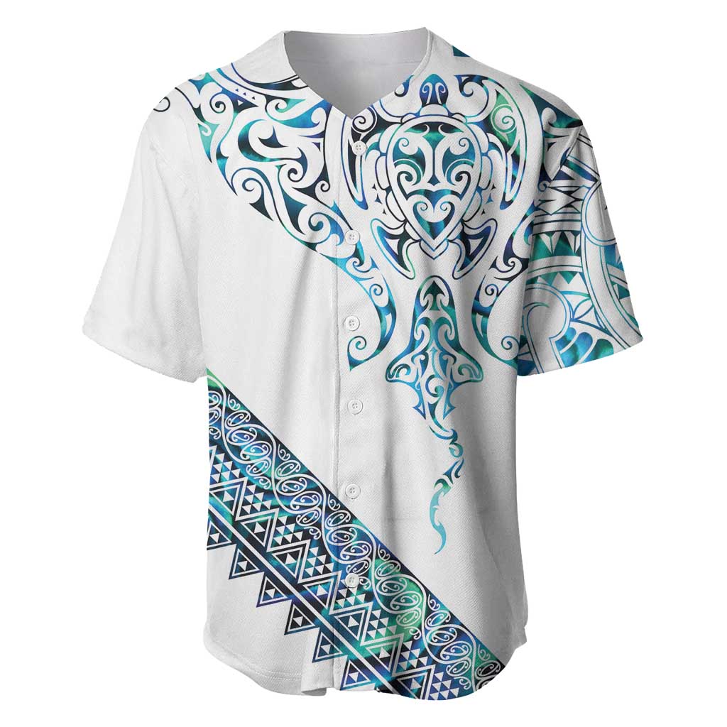 Kahui Whetu Paua shell Kowhaiwhai Taniko Personalised Baseball Jersey Manta Ray Shark-Turtle Maori Tribal Style LT9 Blue - Polynesian Pride