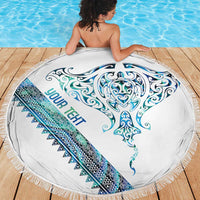 Kahui Whetu Paua shell Kowhaiwhai Taniko Personalised Beach Blanket Manta Ray Shark-Turtle Maori Tribal Style