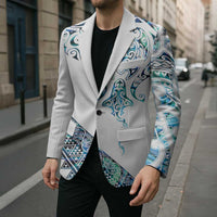 Kahui Whetu Paua shell Kowhaiwhai Taniko Personalised Blazer Manta Ray Shark-Turtle Maori Tribal Style