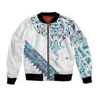 Kahui Whetu Paua shell Kowhaiwhai Taniko Personalised Bomber Jacket Manta Ray Shark-Turtle Maori Tribal Style