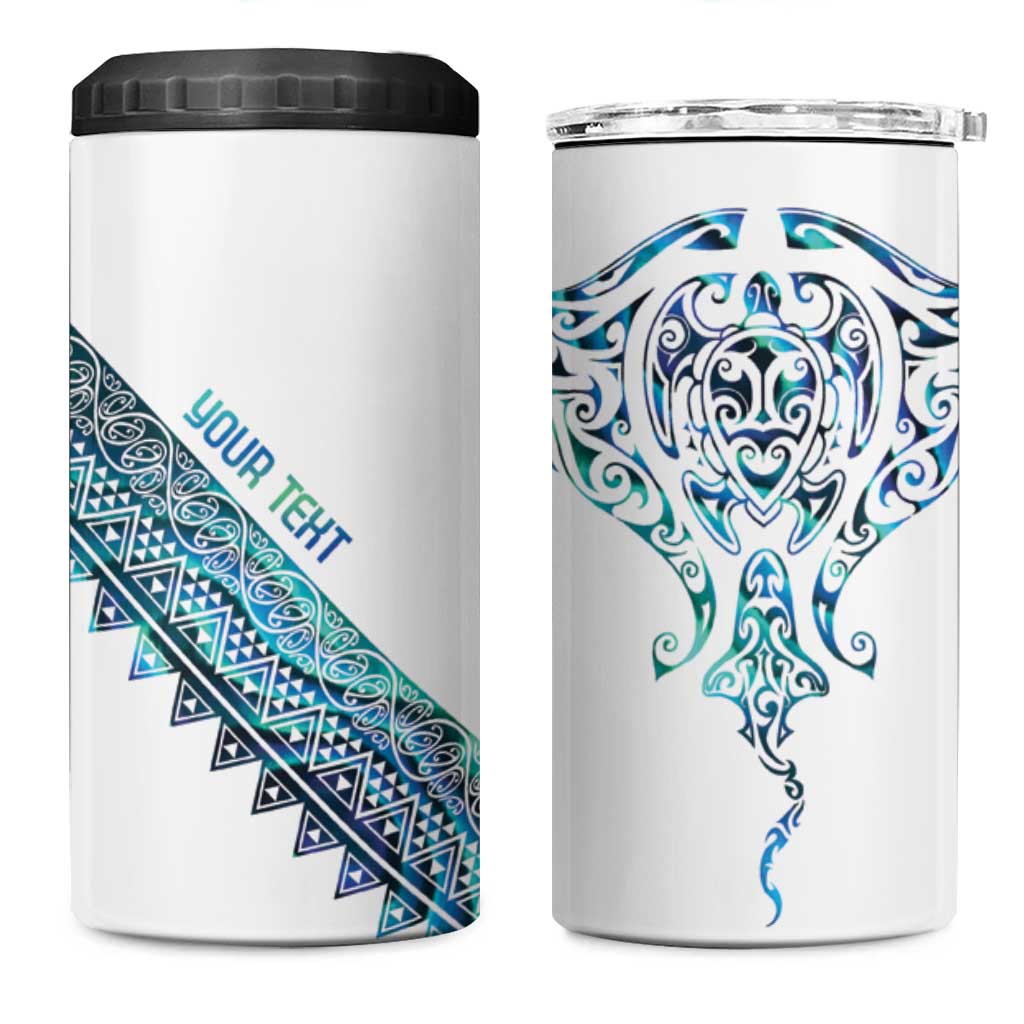 Kahui Whetu Paua shell Kowhaiwhai Taniko Personalised 4 in 1 Can Cooler Tumbler Manta Ray Shark-Turtle Maori Tribal Style
