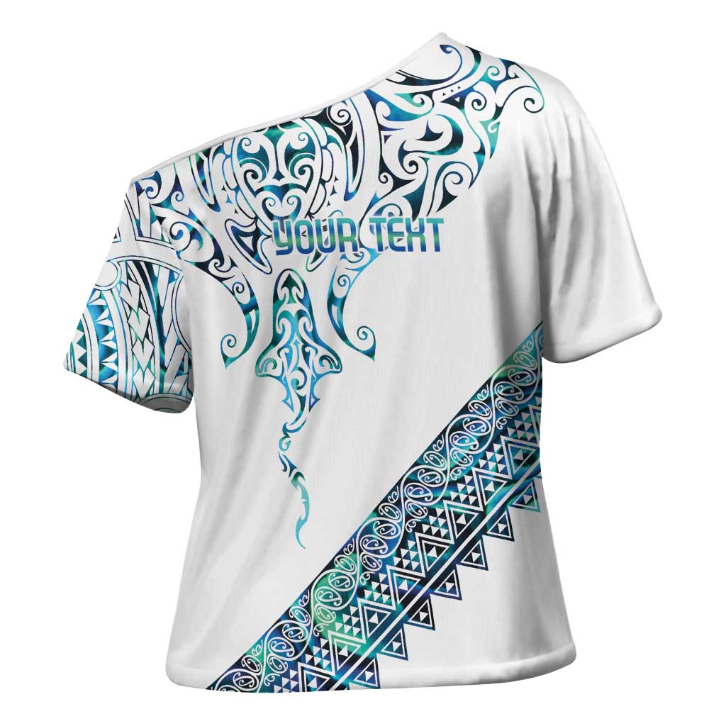 Kahui Whetu Paua shell Kowhaiwhai Taniko Personalised Cross Shoulder Shirt Manta Ray Shark-Turtle Maori Tribal Style LT9 - Polynesian Pride
