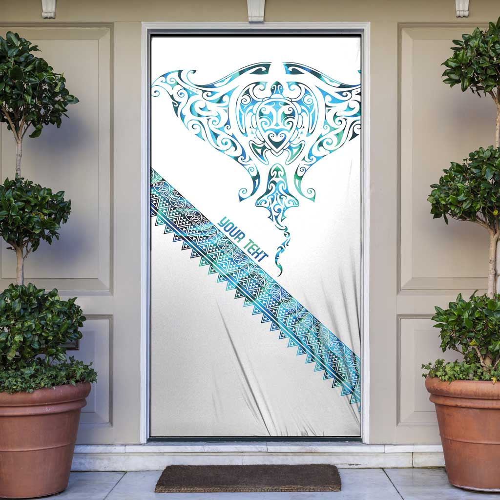 Kahui Whetu Paua shell Kowhaiwhai Taniko Personalised Door Cover Manta Ray Shark-Turtle Maori Tribal Style LT9 Blue - Polynesian Pride