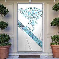 Kahui Whetu Paua shell Kowhaiwhai Taniko Personalised Door Cover Manta Ray Shark-Turtle Maori Tribal Style LT9 Blue - Polynesian Pride