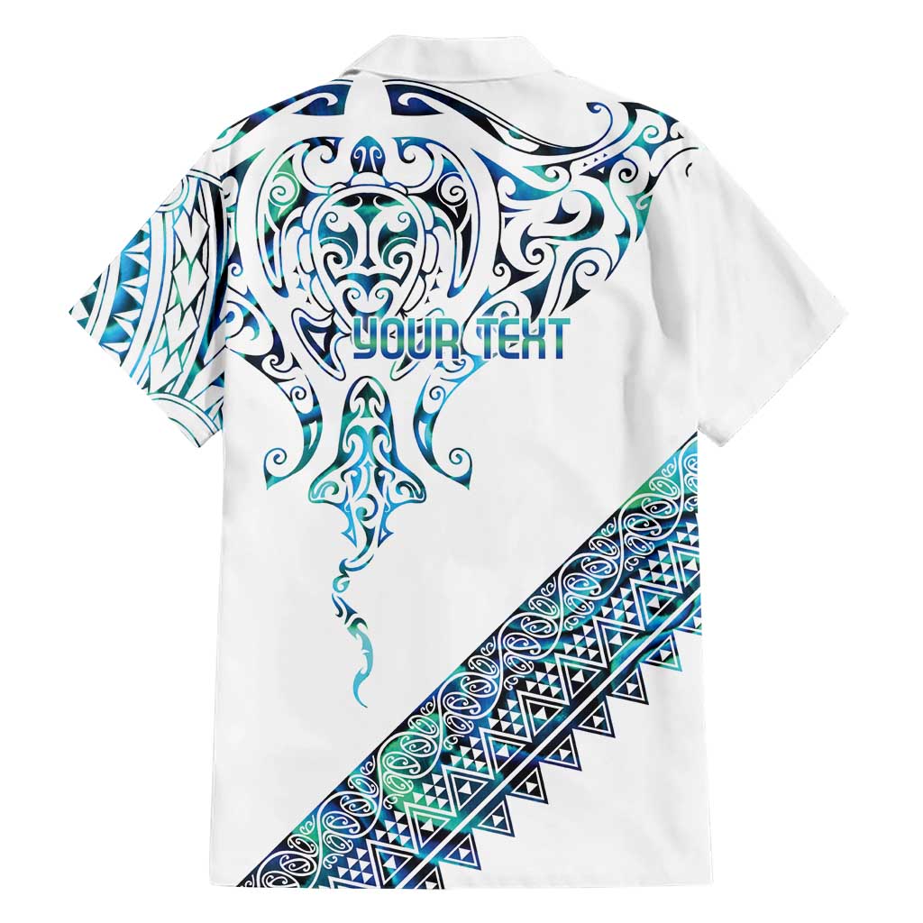 Kahui Whetu Paua shell Kowhaiwhai Taniko Personalised Family Matching Off The Shoulder Long Sleeve Dress and Hawaiian Shirt Manta Ray Shark-Turtle Maori Tribal Style LT9 - Polynesian Pride
