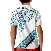 Kahui Whetu Paua shell Kowhaiwhai Taniko Personalised Kid Polo Shirt Manta Ray Shark-Turtle Maori Tribal Style LT9 - Polynesian Pride