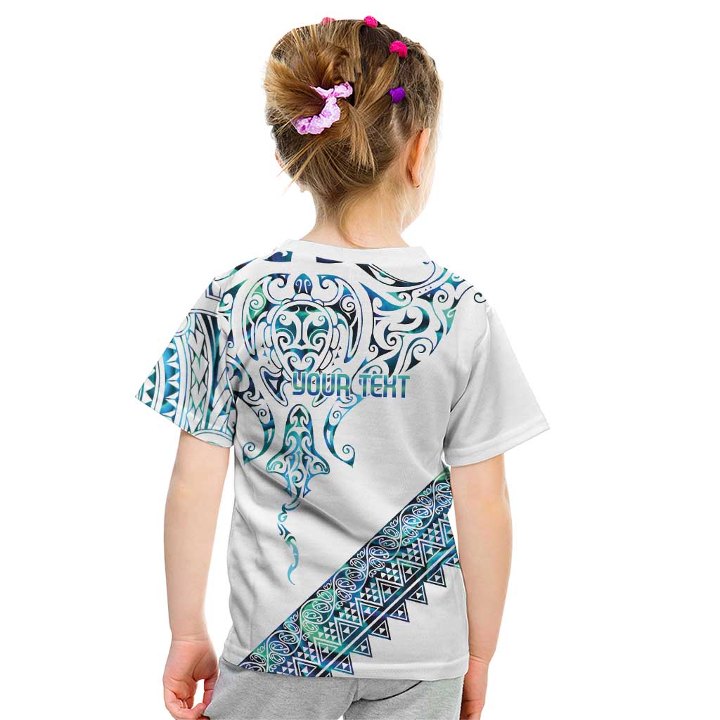 Kahui Whetu Paua shell Kowhaiwhai Taniko Personalised Kid T Shirt Manta Ray Shark-Turtle Maori Tribal Style LT9 - Polynesian Pride