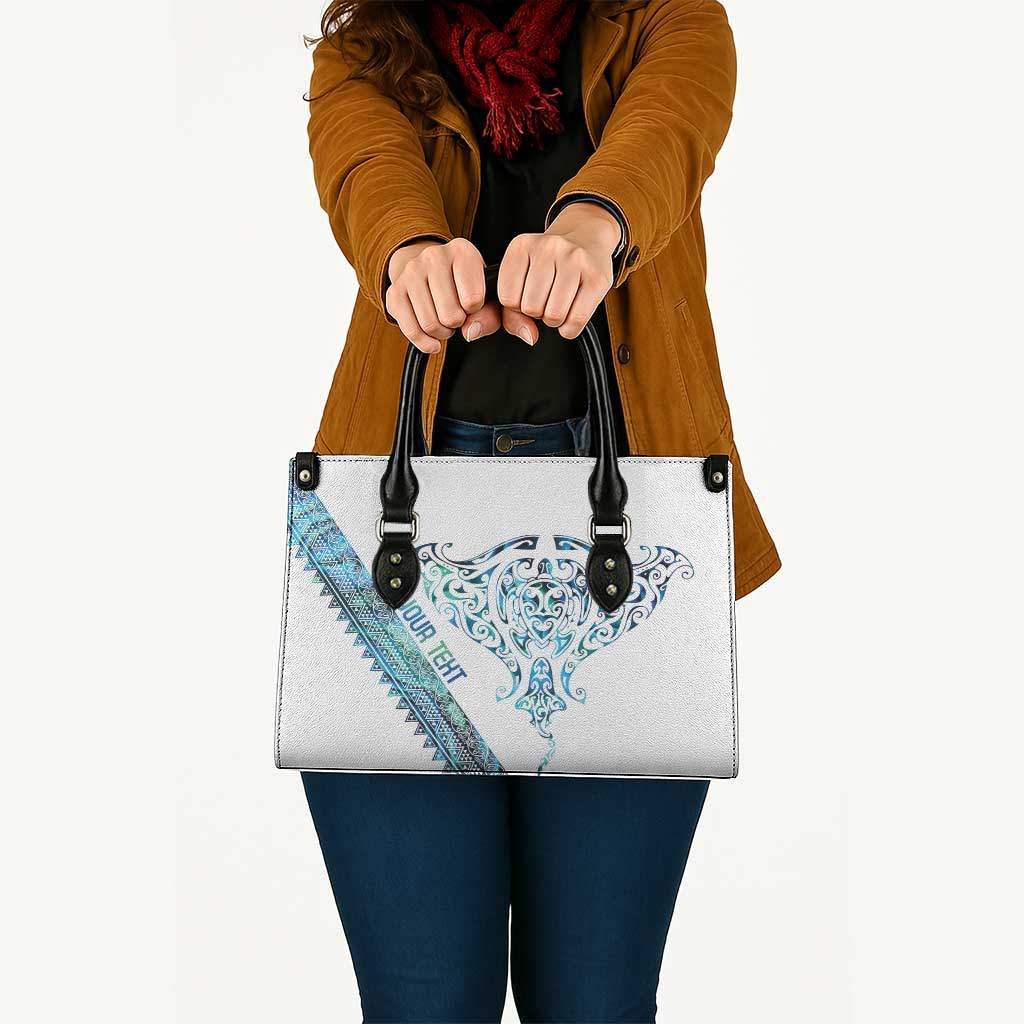 Kahui Whetu Paua shell Kowhaiwhai Taniko Personalised Leather Bag Manta Ray Shark-Turtle Maori Tribal Style LT9 - Polynesian Pride