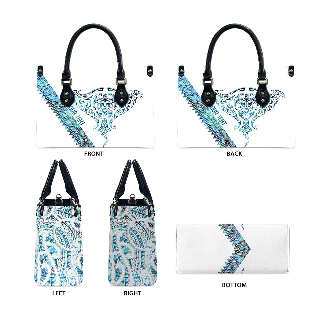 Kahui Whetu Paua shell Kowhaiwhai Taniko Personalised Leather Bag Manta Ray Shark-Turtle Maori Tribal Style LT9 - Polynesian Pride