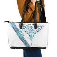 Kahui Whetu Paua shell Kowhaiwhai Taniko Personalised Leather Tote Bag Manta Ray Shark-Turtle Maori Tribal Style LT9 - Polynesian Pride