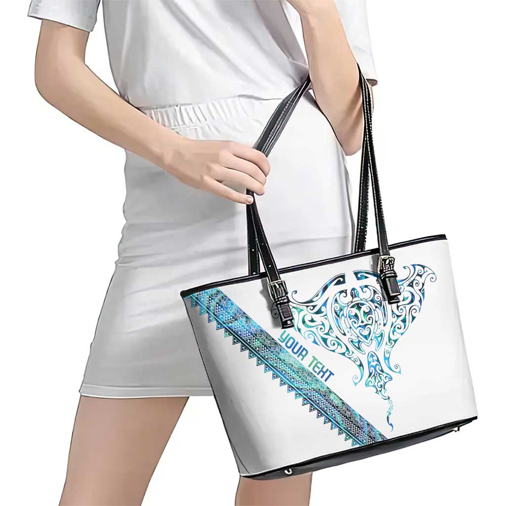 Kahui Whetu Paua shell Kowhaiwhai Taniko Personalised Leather Tote Bag Manta Ray Shark-Turtle Maori Tribal Style LT9 - Polynesian Pride