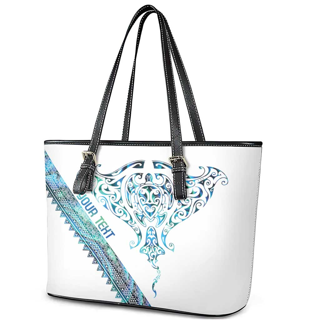 Kahui Whetu Paua shell Kowhaiwhai Taniko Personalised Leather Tote Bag Manta Ray Shark-Turtle Maori Tribal Style LT9 - Polynesian Pride