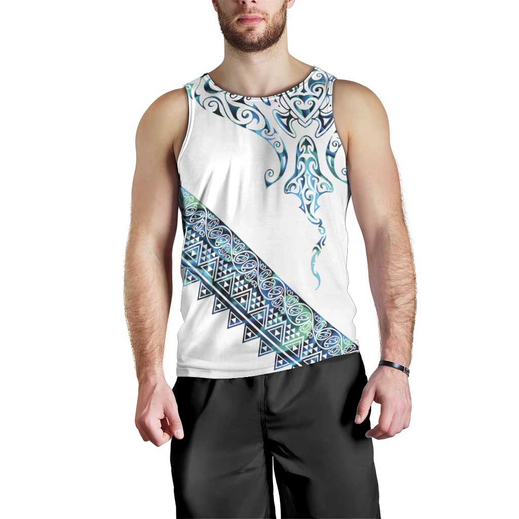 Kahui Whetu Paua shell Kowhaiwhai Taniko Personalised Men Tank Top Manta Ray Shark-Turtle Maori Tribal Style LT9 - Polynesian Pride