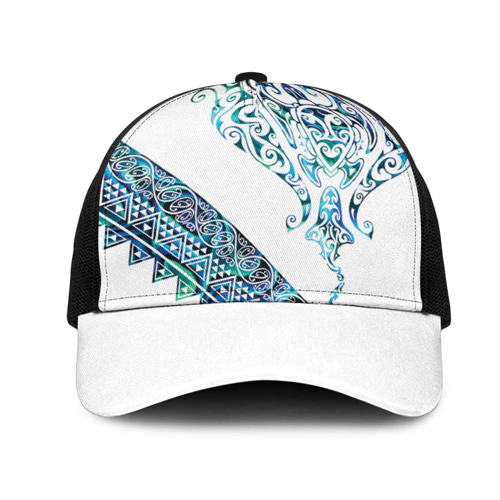 Kahui Whetu Paua shell Kowhaiwhai Taniko Mesh Trucker Cap Manta Ray Shark-Turtle Maori Tribal Style LT9 One Size Black Blue - Polynesian Pride