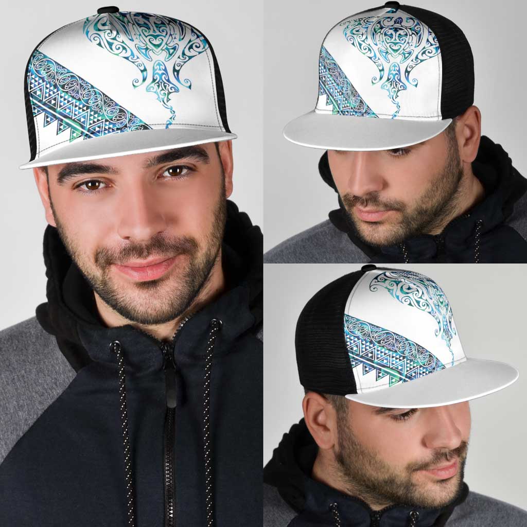 Kahui Whetu Paua shell Kowhaiwhai Taniko Mesh Trucker Cap Manta Ray Shark-Turtle Maori Tribal Style LT9 - Polynesian Pride
