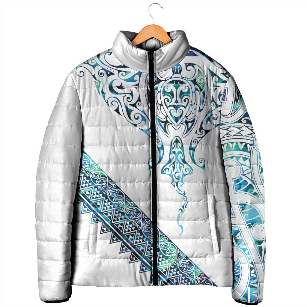 Kahui Whetu Paua shell Kowhaiwhai Taniko Personalised Padded Jacket Manta Ray Shark-Turtle Maori Tribal Style