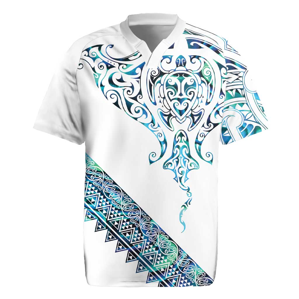 Kahui Whetu Paua shell Kowhaiwhai Taniko Personalised Rugby Jersey Manta Ray Shark-Turtle Maori Tribal Style LT9 Blue - Polynesian Pride