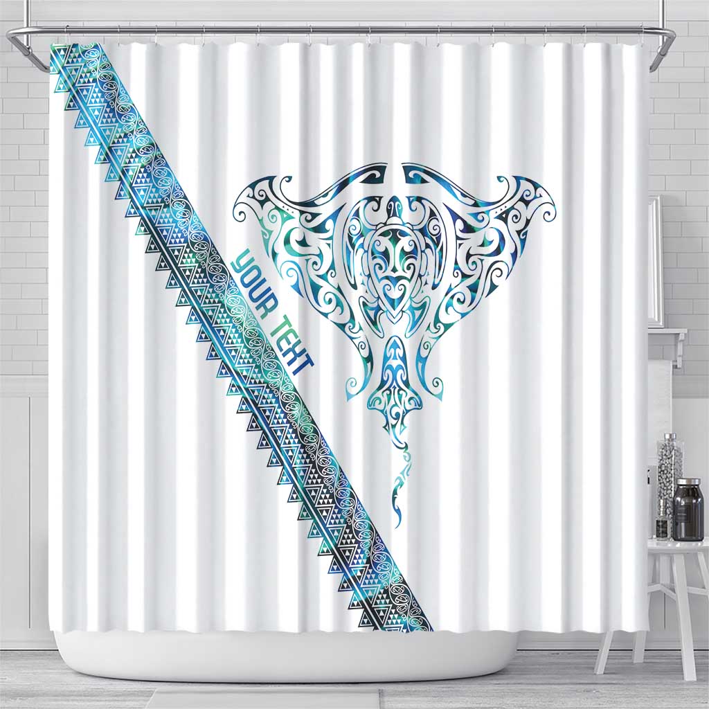 Kahui Whetu Paua shell Kowhaiwhai Taniko Personalised Shower Curtain Manta Ray Shark-Turtle Maori Tribal Style LT9 - Polynesian Pride