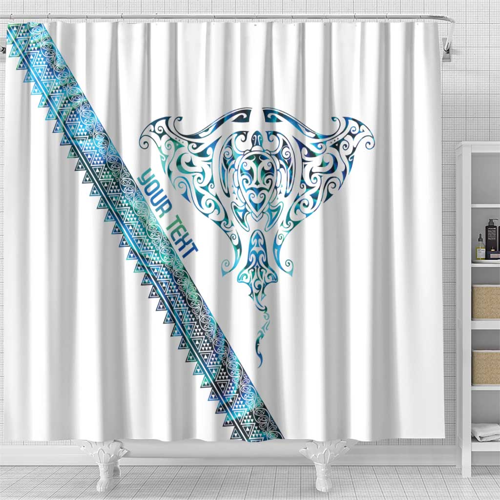 Kahui Whetu Paua shell Kowhaiwhai Taniko Personalised Shower Curtain Manta Ray Shark-Turtle Maori Tribal Style LT9 - Polynesian Pride