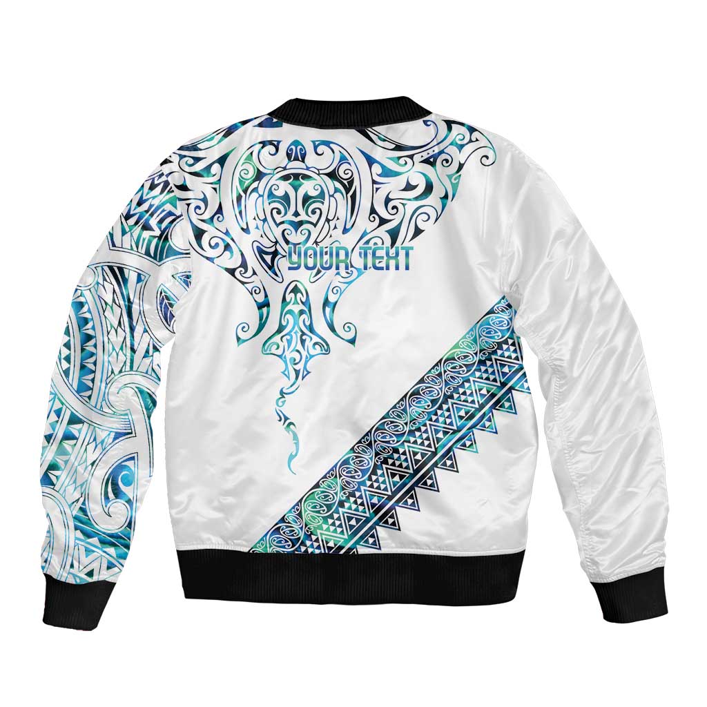 Kahui Whetu Paua shell Kowhaiwhai Taniko Personalised Sleeve Zip Bomber Jacket Manta Ray Shark-Turtle Maori Tribal Style LT9 - Polynesian Pride