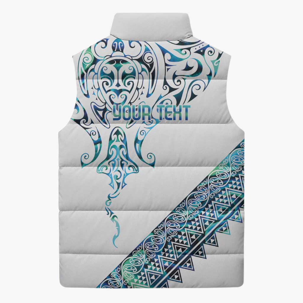 Kahui Whetu Paua shell Kowhaiwhai Taniko Personalised Sleeveless Puffer Jacket Manta Ray Shark-Turtle Maori Tribal Style LT9 - Polynesian Pride