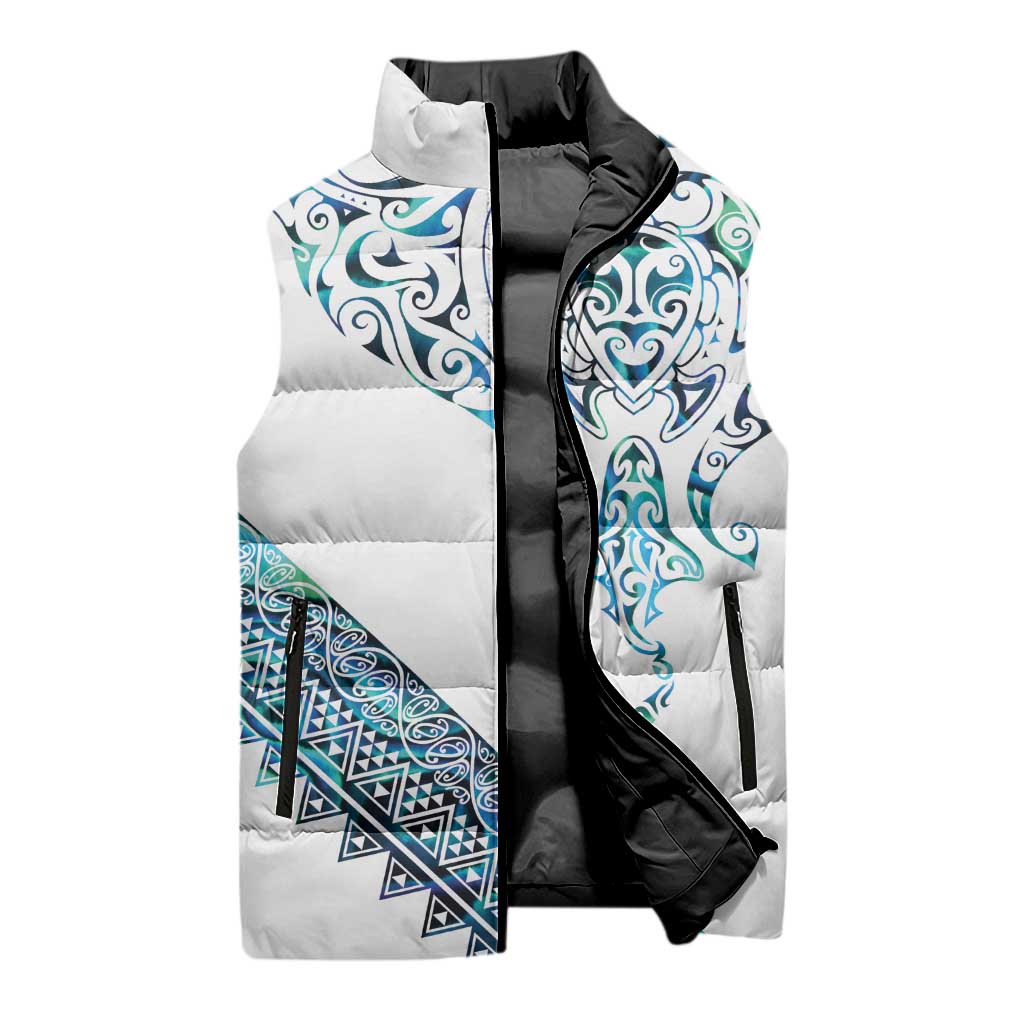 Kahui Whetu Paua shell Kowhaiwhai Taniko Personalised Sleeveless Puffer Jacket Manta Ray Shark-Turtle Maori Tribal Style LT9 - Polynesian Pride